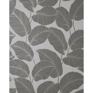 Larson Grey Leaf Wallpaper Sample