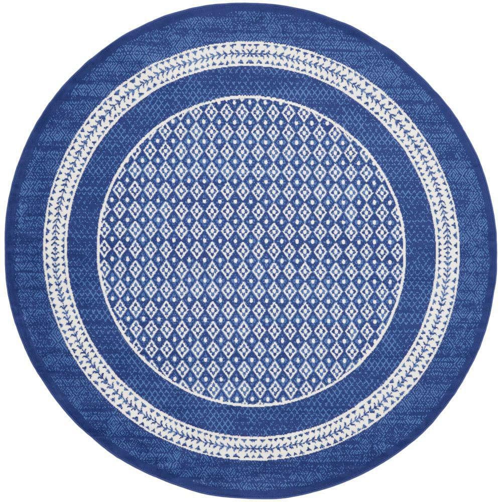 Whimsicle Navy 5 ft. x 5 ft. Geometric Contemporary Round Area Rug price history on PriceWatchPro
