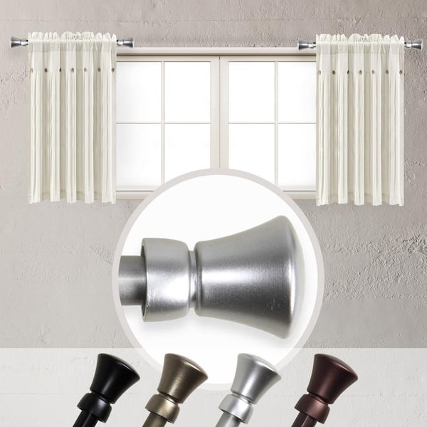 EMOH Astin 5/8 inch Side Curtain Rod 12-20 inch long (Set of 2) - Satin Nickel