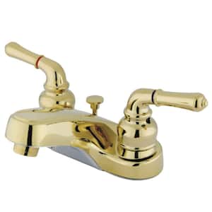 Magellan 4 in. Centerset 2-Handle Bathroom Faucet with Brass Pop-Up in Polished Brass