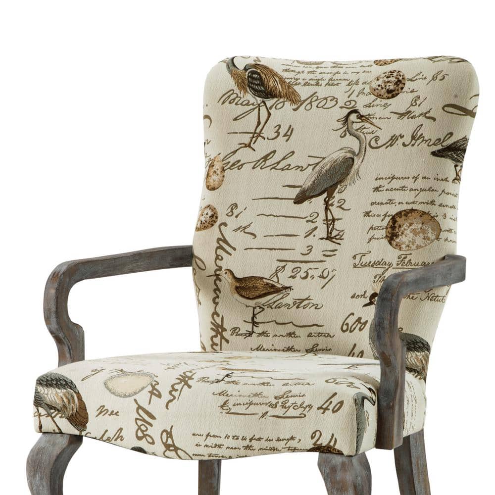 Handcrafted Ivory Microfiber Accent Chair with Birch Frame