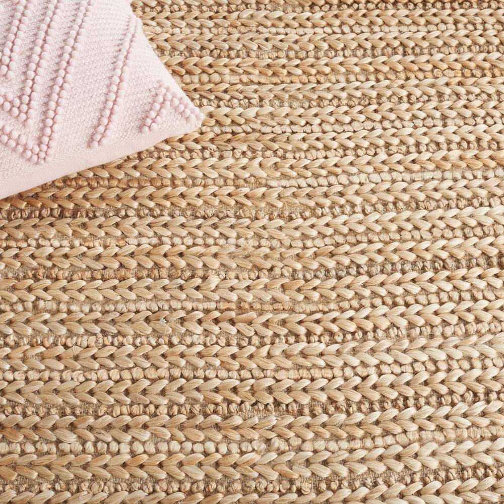Natural Beige Handwoven Cotton and Jute Area Rug, 5' x 8'