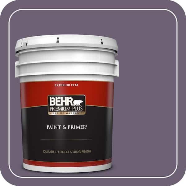 BEHR PREMIUM PLUS 5 gal. #ICC-109 Iris Petal Flat Exterior Paint & Primer