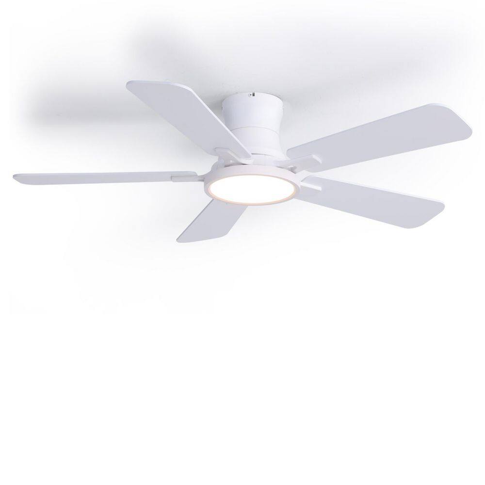 44 in. Indoor White Flush Mount Ceiling Fan with Integrated LED with Remote Control Included price history on PriceWatchPro