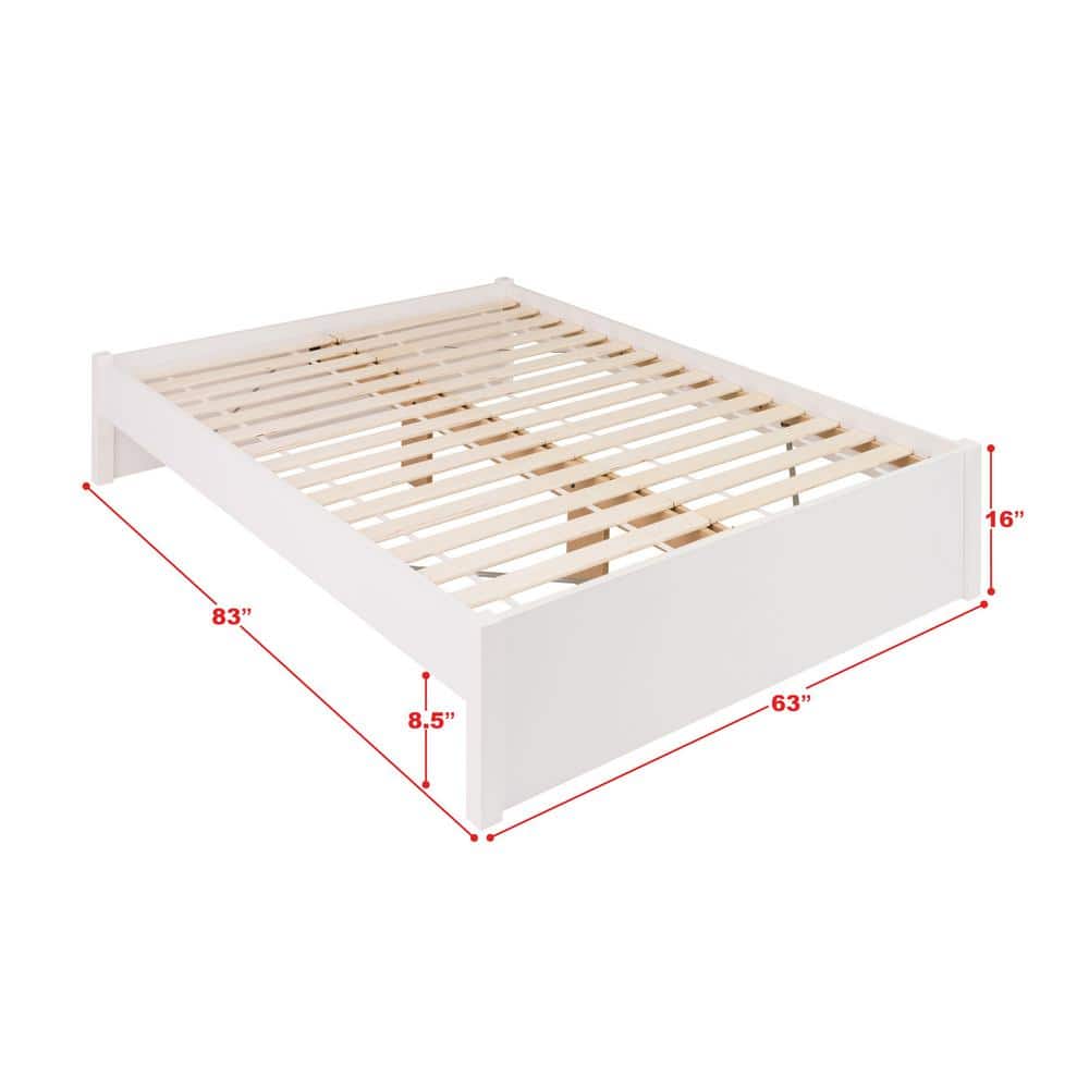 Elegant Queen Platform Bed with 4 Storage Drawers - White Finish