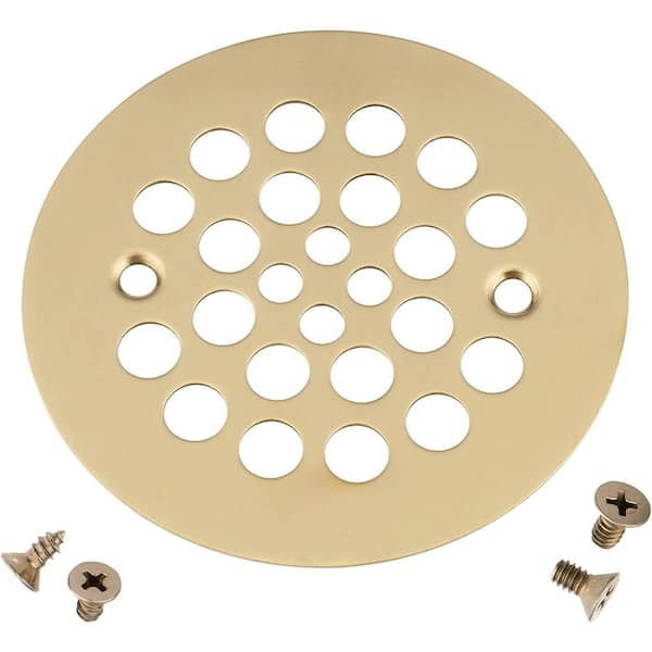 Dyiom 4.25 in. W x 4.25 in. D Golden Shower Strainer Drain Trim Set, Screw in Shower Strainer Drain Cover