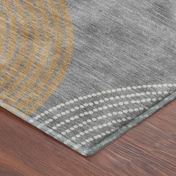 Mayfield Premium Machine Washable Abstract AMF2281 Gray 2 ft. x 7 ft. Runner Rug