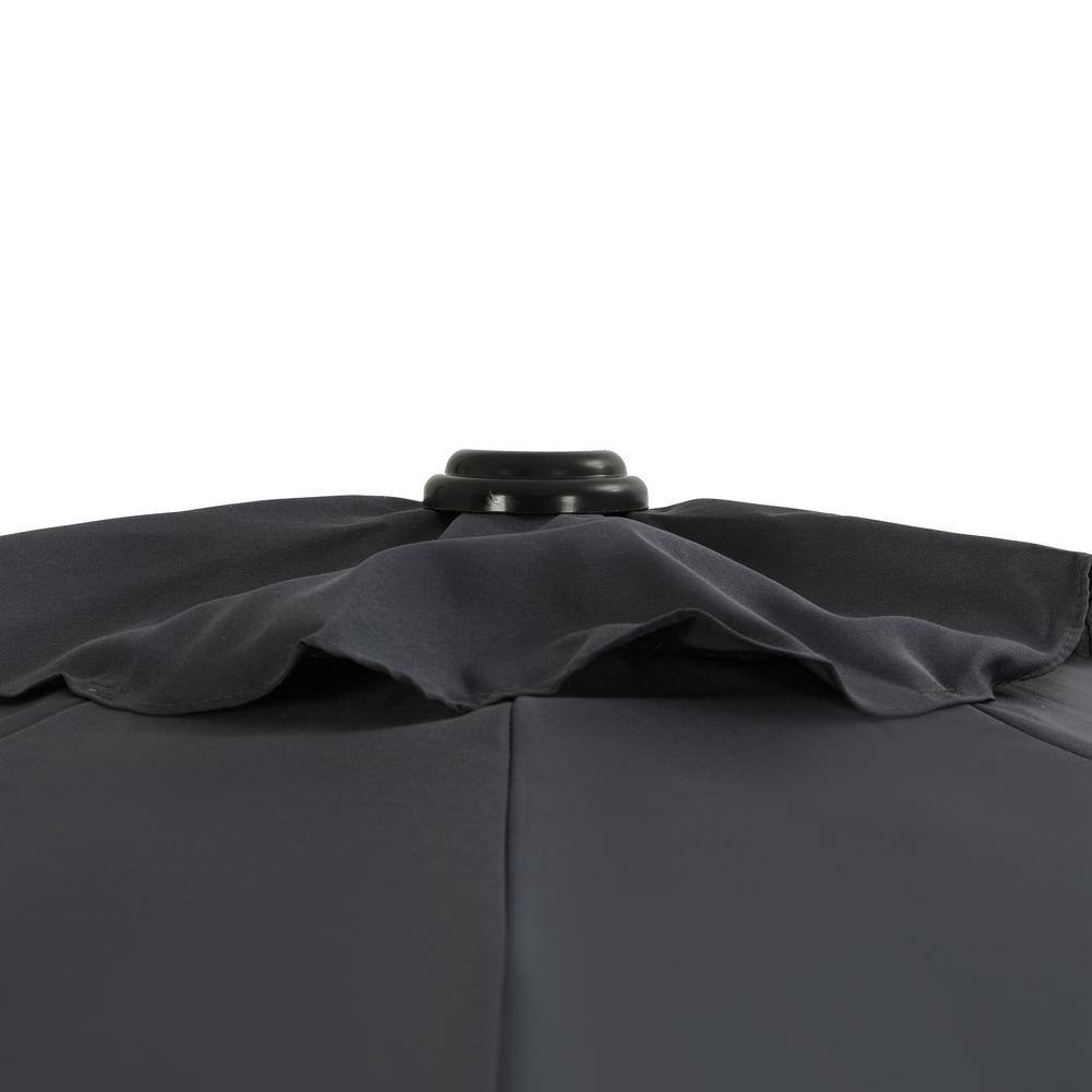 Lanai 9-Ft Slate Gray Half Patio Umbrella with Polyester Canopy