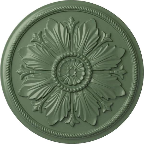 Ekena Millwork 23-5/8" x 1-1/2" Kaya Urethane Ceiling (Fits Canopies upto 5-1/4"), Hand-Painted Athenian Green
