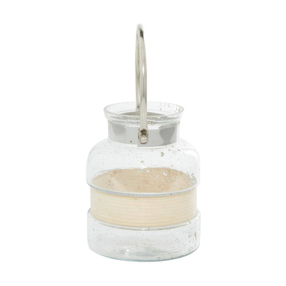 Clear Glass Hanging Candle Lantern with Curved Handle