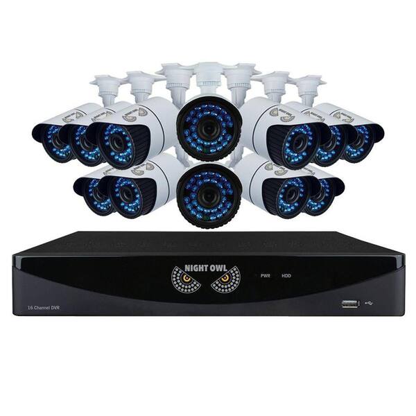 Night Owl 16-Channel Video Security System with 12 Hi-Resolution 900 TVL Bullet Cameras