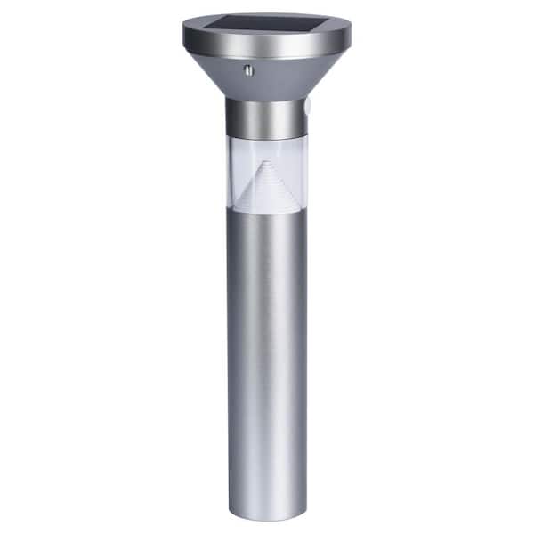 Feit Electric OneSync Landscape 40 Lumens Brushed Nickel Solar Integrated LED Bollard Light with Dusk-To-Dawn Multi-CCT+RGB Wireless