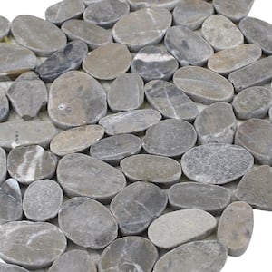 12 in. x 12 in. Light Grey Honed Sliced Pebble Floor and Wall Tile (5.0 sq. ft. / case)