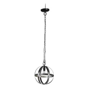 1-Light Gray Metal Chandelier, Hanging Light Fixture with Adjustable Chain for Kitchen Dining Room, Bulb Not Included