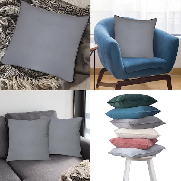 Grey velvet sales throw pillows