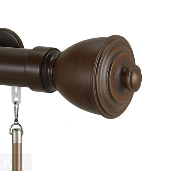 Art Decor Tekno 40 60 in. Non-Adjustable 1.5 in. Single Traverse Window Curtain Rod Set in Sienna with Melrose Finial