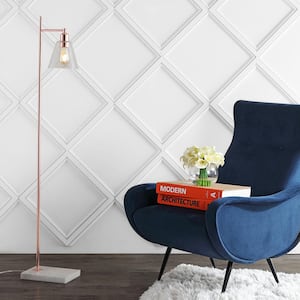Lorena 55 in. Copper Modern Glam Metal/Marble LED Floor Lamp
