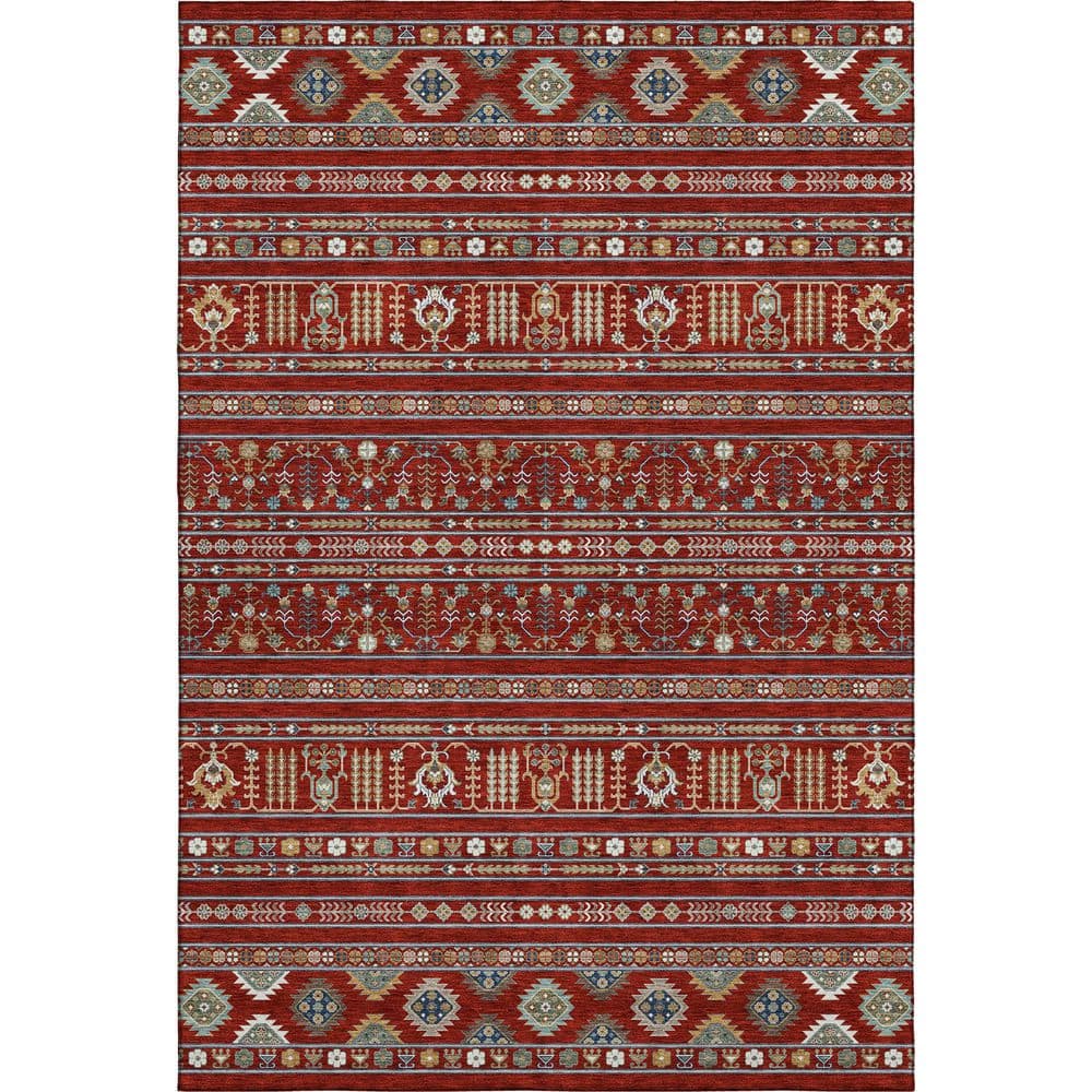 Mayfield Premium Machine Washable Abstract AMF2244 Red 5 ft. x 7 ft. 6 in. Area Rug price history on PriceWatchPro
