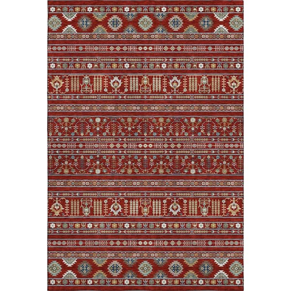 Mayfield Premium Machine Washable Abstract AMF2244 Red 9 ft. x 12 ft. Area Rug