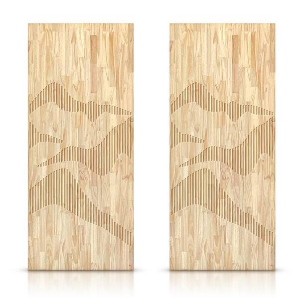CALHOME 60 in. x 84 in. Hollow Core Natural Pine Wood Unfinished Interior Double Sliding Closet Doors
