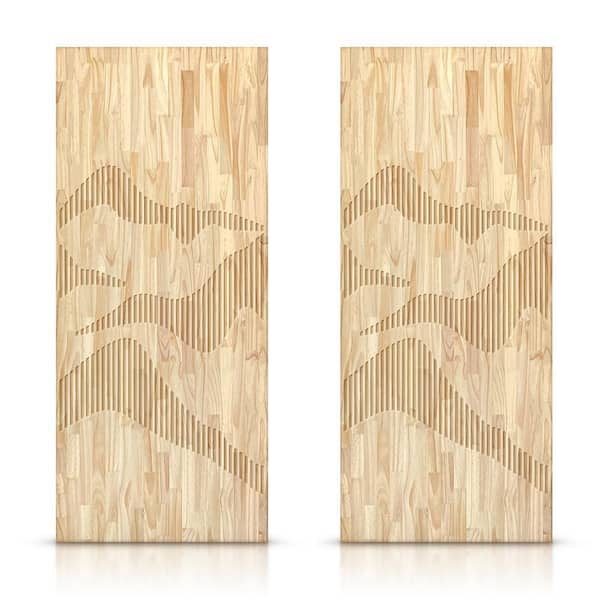 72 in. x 84 in. Hollow Core Natural Pine Wood Unfinished Interior Double Sliding Closet Doors