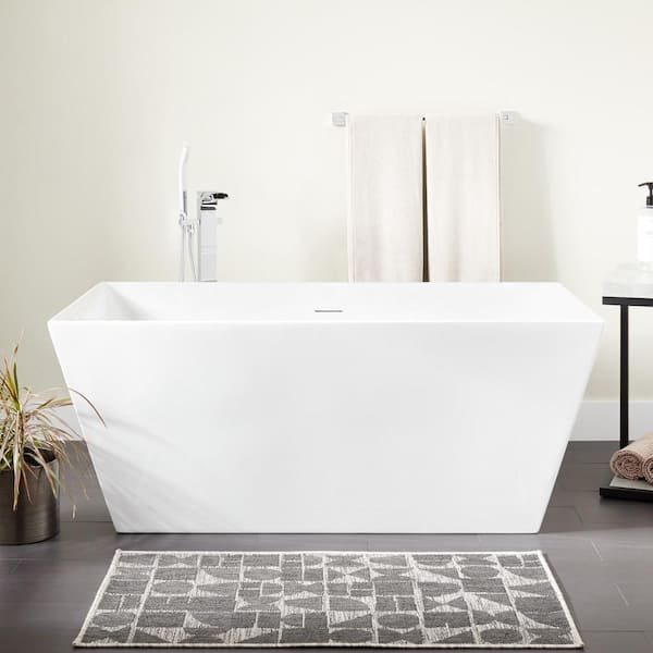 SIGNATURE HARDWARE Hibiscus 59 in. x 30 in. Soaking Bathtub with