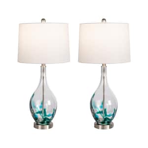 Denver 28 in. Clear Dimmable Table Lamp Set with USB (Set of 2)