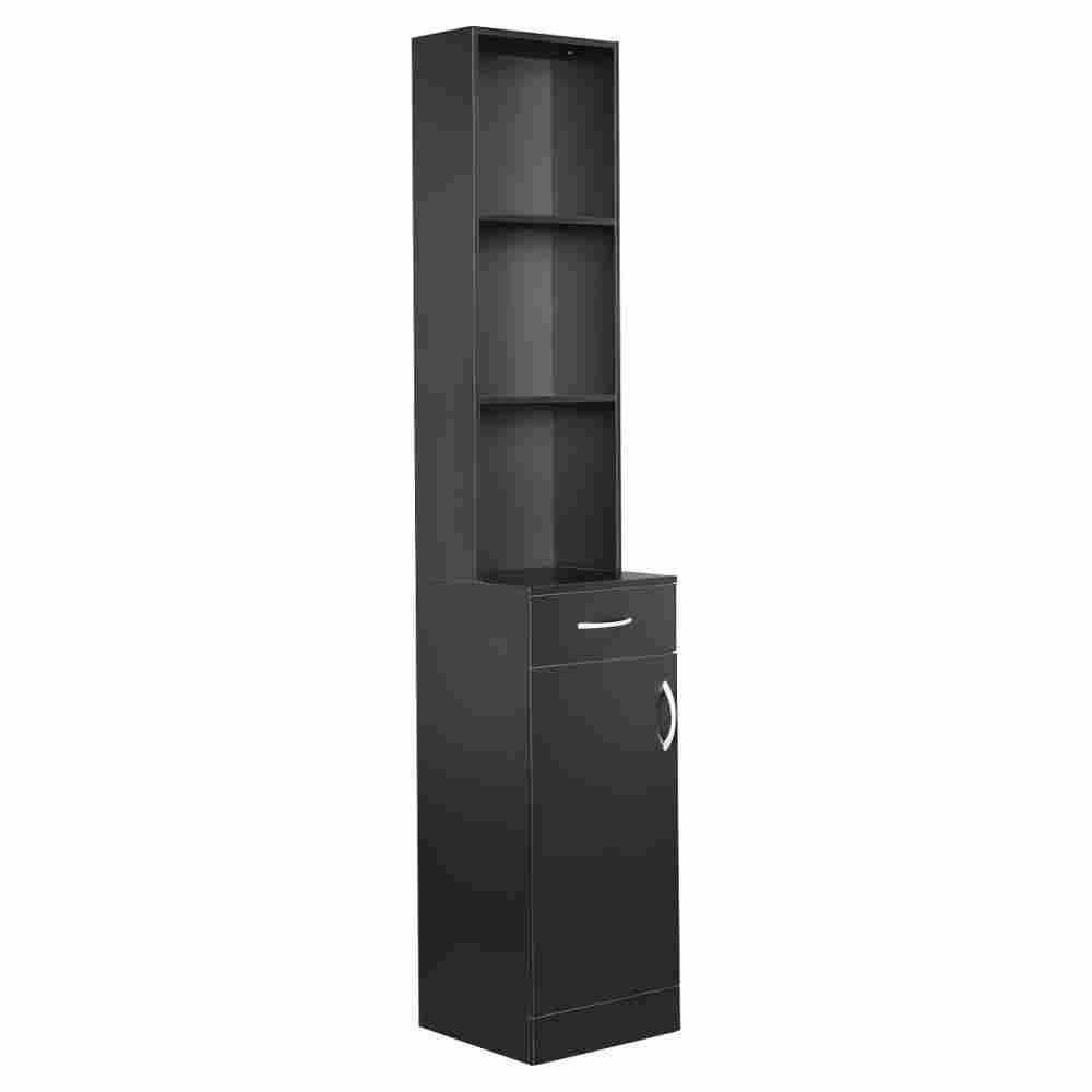 12.29 in. W x 13.38 in. D x 70.27 in. H Bathroom Storage Wall Cabinet With 1-Door and Drawer 3-Compartments in Black price history on PriceWatchPro