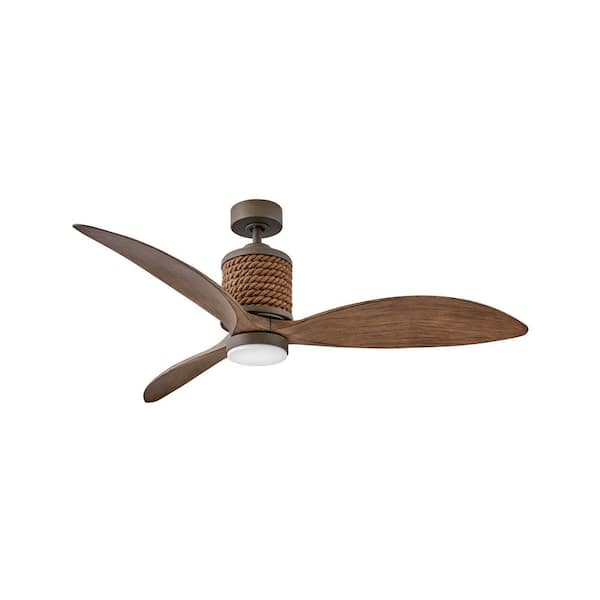 HINKLEY - Hinkley Marin 60" Integrated LED 6-Speed Indoor/Outdoor Ceiling Fan, Metallic Matte Bronze