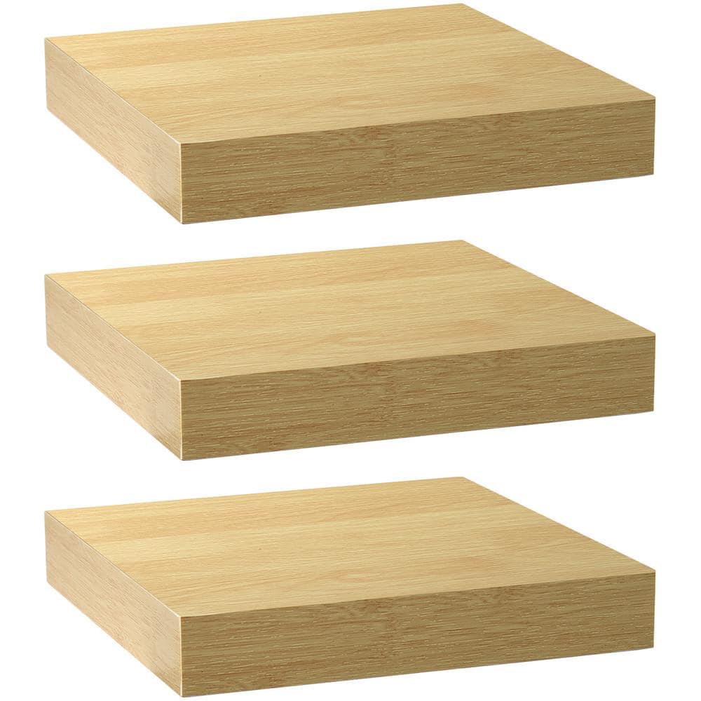 Floating Shelves, 9.25 in. x 9.25 in. Maple Wood Brown Decorative Wall Shel