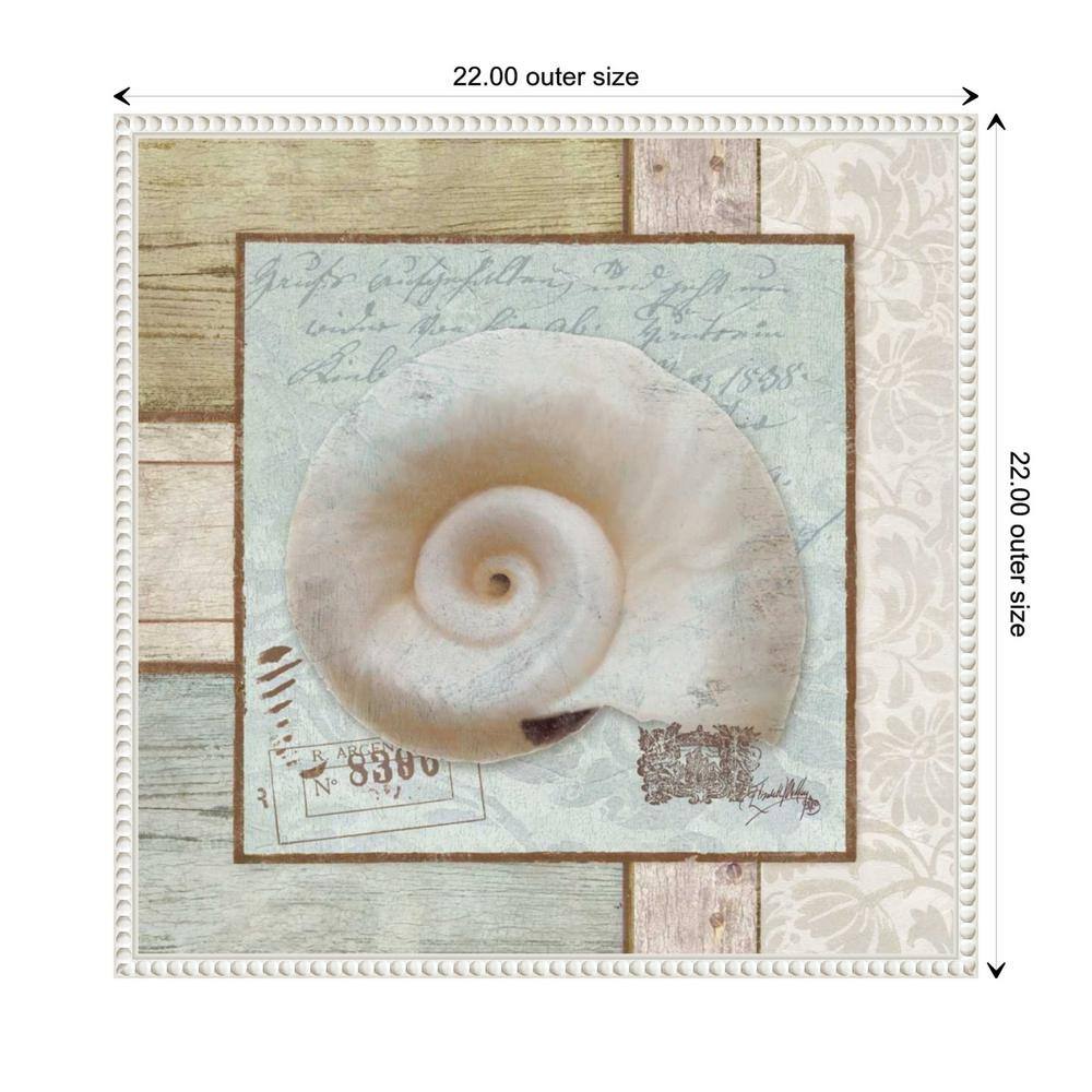 Nautical Seashell Beaded Framed Canvas Wall Art