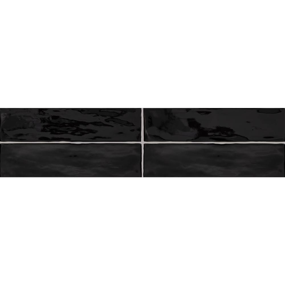 Florentine Gates Glossy Black Ceramic Subway Tile 3x12