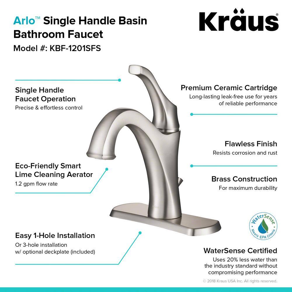 Arlo Spot-Free Brushed Nickel Single Handle Bathroom Faucet Set