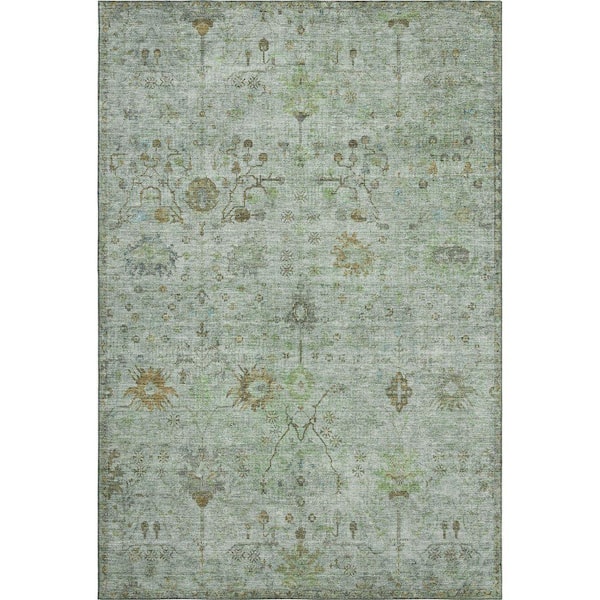 Mayfield Premium Machine Washable Abstract AMF1972 Aloe 10 ft. x 14 ft. Area Rug
