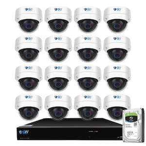 16-Channel 8MP 4TB NVR Smart Security Camera System w/16 Wired Dome Cameras 2.8 mm Fixed Lens Artificial Intelligence