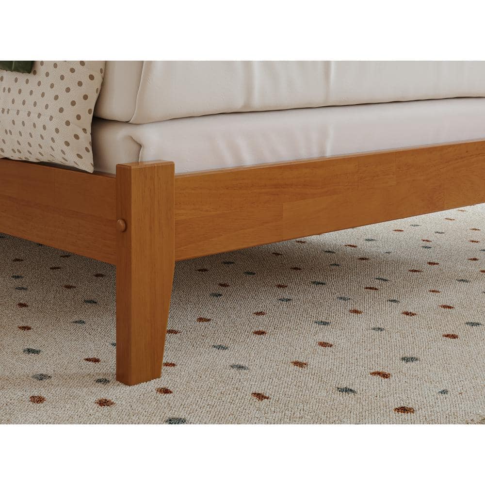 Portland Light Toffee Twin Wood Platform Bed with Upholstered Headboard