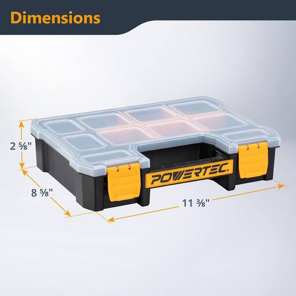 Many 角ストッカー POWERTEC Small Parts Organizer and Tool Box, 10 Compartments