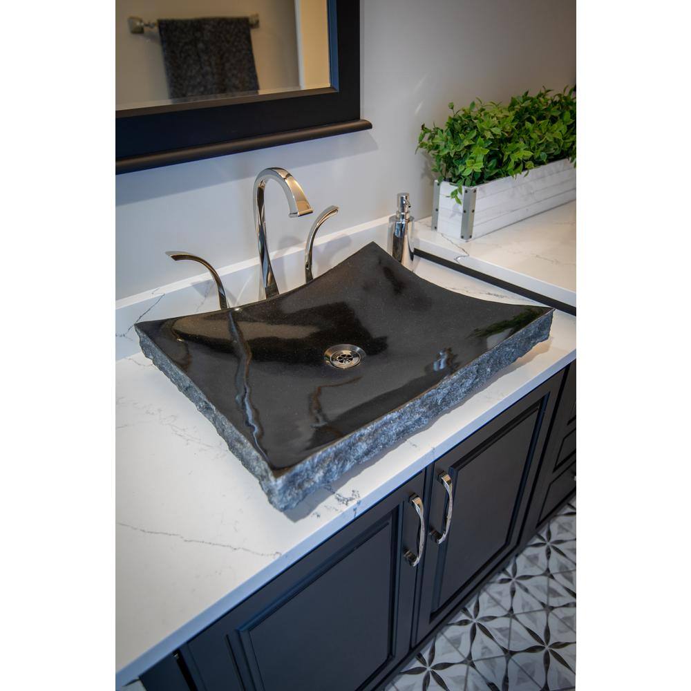 Large Black Granite Zen Rectangular Vessel Bathroom Sink