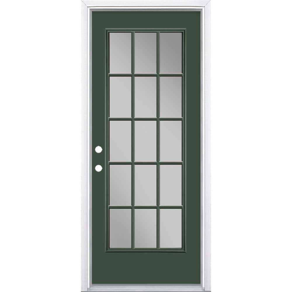 32 in. x 80 in. 15 Lite Right-Hand Inswing Painted Steel Prehung Front Exterior Door with Brickmold price history on PriceWatchPro