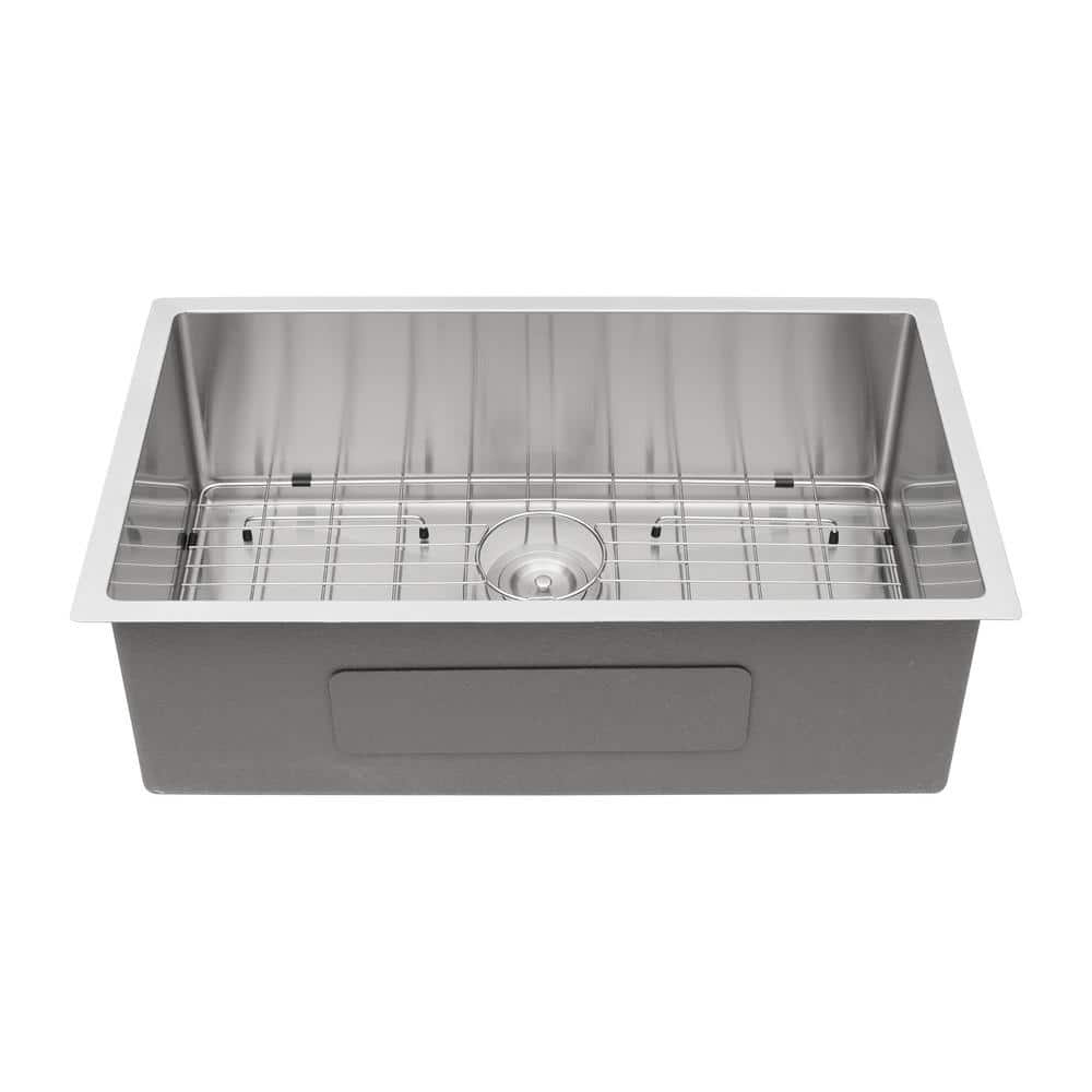 33 in. Undermount 16-Gauge Single Bowl T304 Stainless Steel Kitchen Sink wi