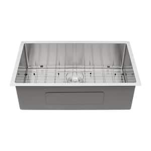 33 in. Undermount 16-Gauge Single Bowl T304 Stainless Steel Kitchen Sink with Dent-Resistan