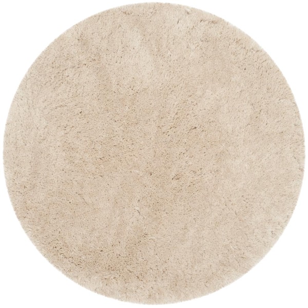 SAFAVIEH Arctic Shag Light Beige 5 ft. x 5 ft. Round Solid Area Rug