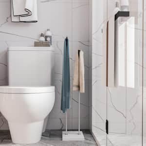 Bathroom Freestanding Towel Rack 2-Tier 33 in. H with Marble Base 18/8 Stainless Steel in Brushed Nickel