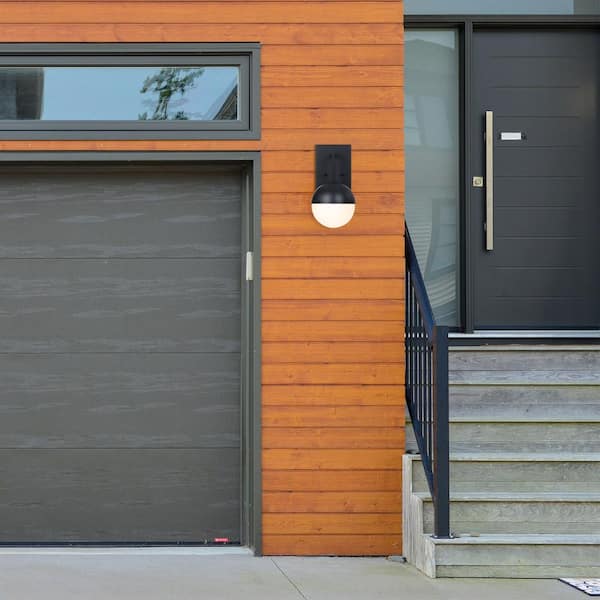 Pineview Black 1-Light Outdoor Line Voltage Hardwired Porch Light Wall Sconce with No Bulbs Included