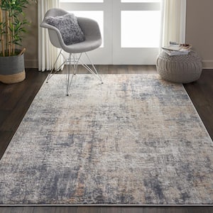 Rustic Textures Grey/Beige 5 ft. x 7 ft. Abstract Contemporary Area Rug
