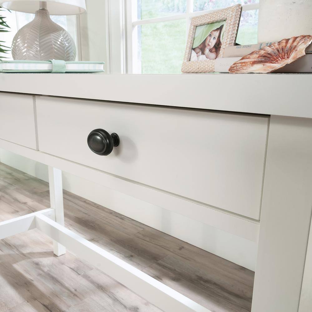 Soft White Rustic Writing Desk with Smooth Metal Drawer Runners