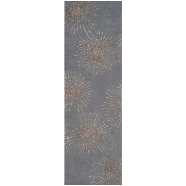 SAFAVIEH Soho 3 ft. x 8 ft. Dark Gray/Silver Abstract Runner Rug ...