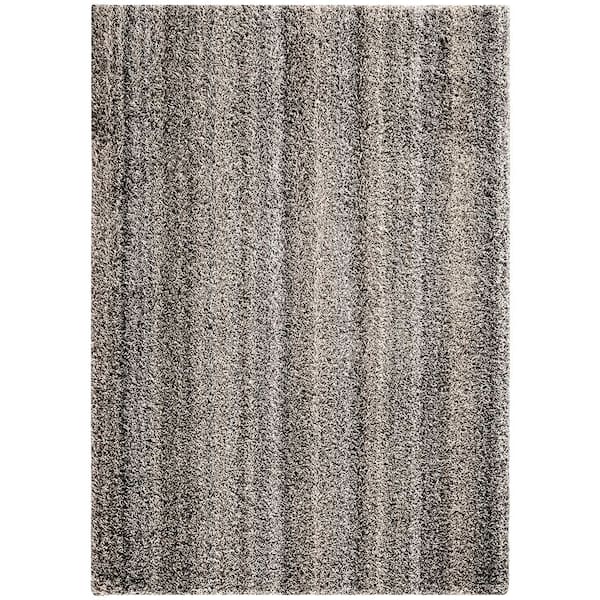 TrafficMaster Grey Stripe Shag 5 ft. x 7 ft. Area Rug