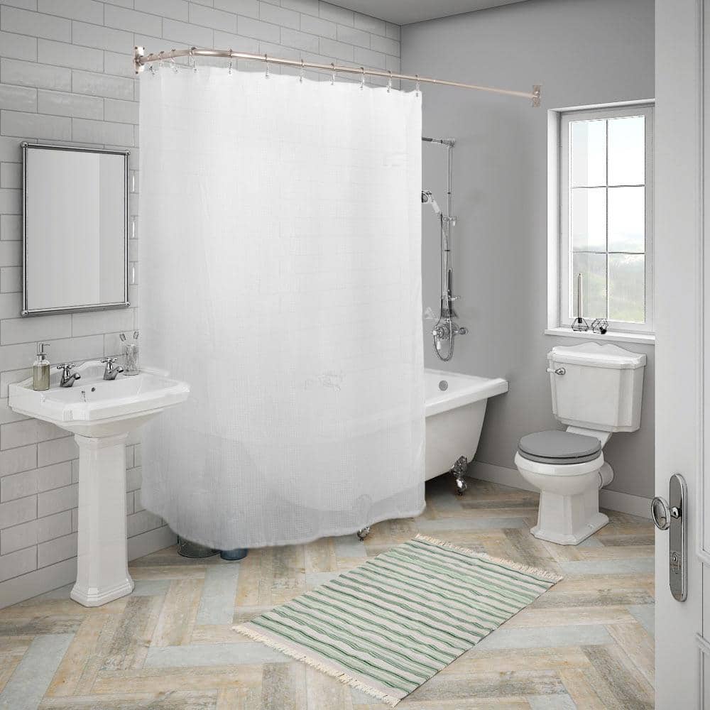 Brushed Nickel L-Shaped Wall Mounted Shower Curtain Rod