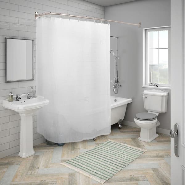 Utopia Alley Rustproof Wall Mounted Aluminum L-Shaped Corner Shower Curtain Rod, 68 in. Size by 28 in., Nickel